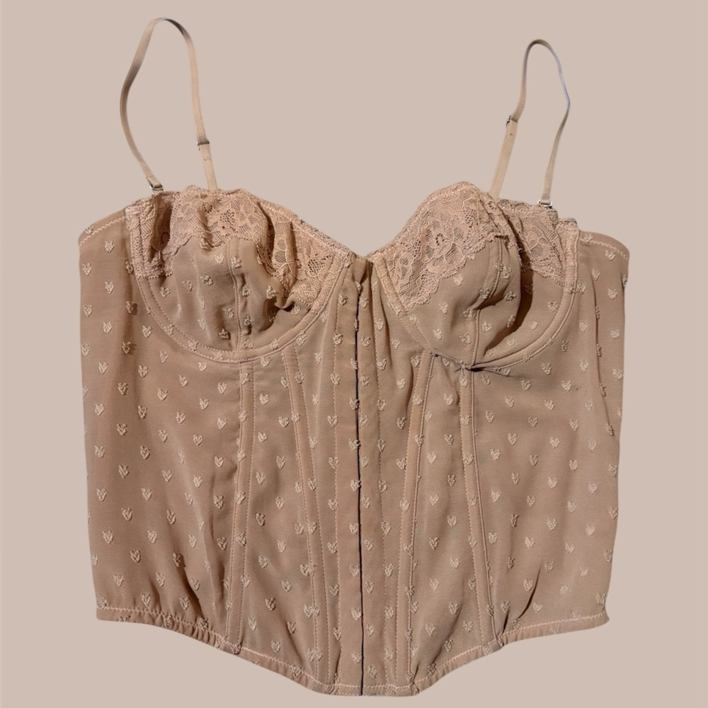 Urban Outfitters Beige Lace Bustier Top